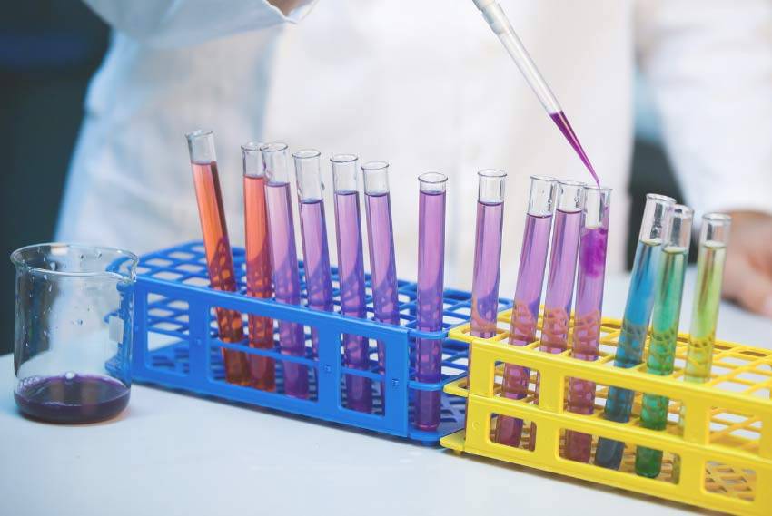 Several Test tubes with liquids