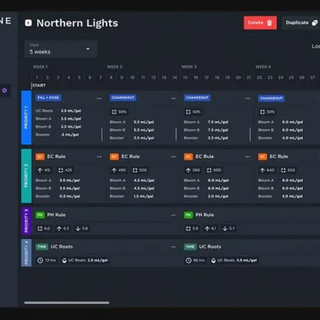 Tablet screen of Nuravine Dosing & Irrigation system